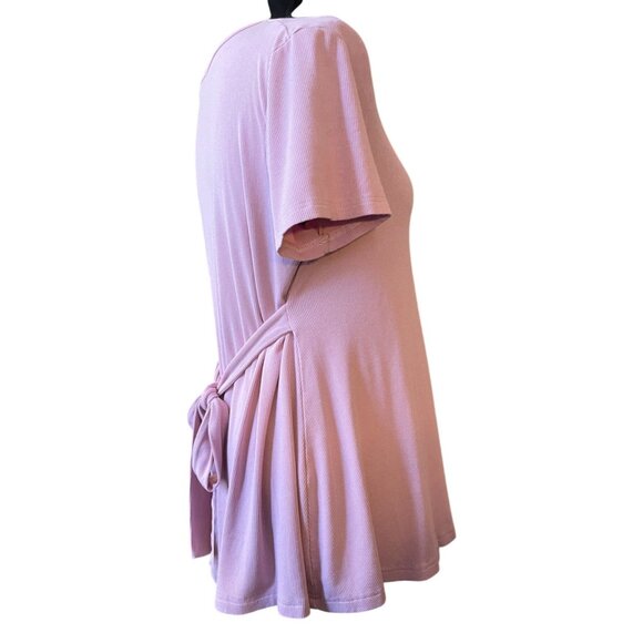 Short Sleeve pink scoop neck ribbed stretch maternity top Medium back tie tunic - Picture 4 of 6
